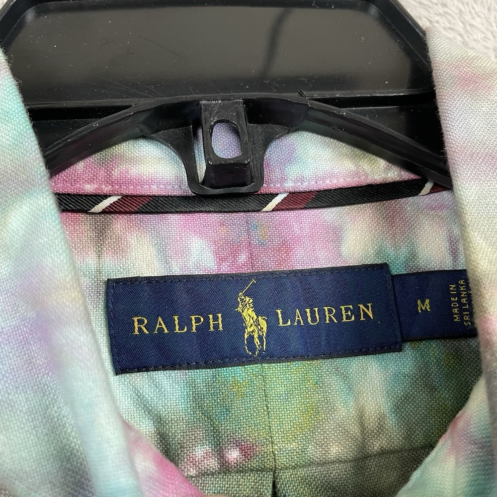 Ralph Lauren Shirt Mens Medium Skull Tie Dye RLPC Short Sleeve Button Down - Picture 8 of 12